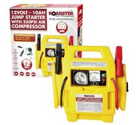 12v Portable Car Jump Starter - Air Compressor Battery Start Emergency Booster Charger Volt Leads Rechargeable Built in 3.5w Spotlight Garage All in One Travel