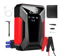 12V Portable Jump Starter Power Pack, 1800A Peak, Type-C Charge, LCD Screen, Air Pump, for Cars, Motorbikes, Trucks, EVs