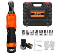 12V Power Ratchet Wrench Cordless Right Ratchet Angle Wrench Tool Cordless Wrench, 3/8 Inch Electric Ratchet 40Nm Battery Operated Ratchet Wrench with 2*1.5Ah Batteries & 7 Sockets for Home Car Repair