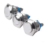 12V Push Button Switch Metal 19mm Waterproof Momentary On Off with Brass Body IP66 Rated for Use in Electromagnetic and Electrical Circuits (high head)