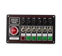 12V Racing Switch Panel Race Car Ignition Accessory Engine Start 6 Indicator Light 6 Fused Toggle Quick Off Switch