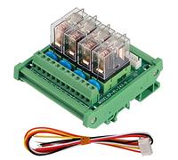 12V Relay DIN Rail Mount 4-channel 16A Power Relay Module LED Indicator Screw Terminal Block PLC, DIN Rail Mount