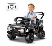 12V Ride on Car for Kids, Power Wheels with Parent Remote Control, Spring Suspension, Bluetooth, LED Lights, 3 Speeds, Electric Car for Toddlers 3-8, for Christmas & Birthday (Black)
