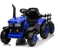 12V Ride on Tractor and Trailer, Battery Powered Electric Kids Toy Car with Remote Control, LED Lights, USB & Bluetooth Music, 6 Wheels Ride on Toys for Children Boys Girls Gift Ages 3+