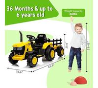 12V Ride on Tractor with Detachable Trailer, Battery Powered Electric Car for Kids with Remote Control, Dual Motors, Horn, Music/USB, 7 LED Lights, Ride on Toy Car for Ages 3+ (Blue)