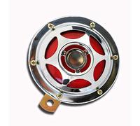 12V SILVER AND RED METAL HORN 110 mm DISC KLAXON CHOPPER MOTORCYCLE MOTORBIKE ATV UNIVERSAL TUNING CUSTOM PROJECT