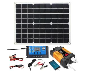 12V Solar Panel Kit - 30A Charge Controller Starterz Set, Monocrystalline Inverter System | RV Trailer Camper Marine Off-Grid Renewable Energy Setup for Outdoor and Mobile Use