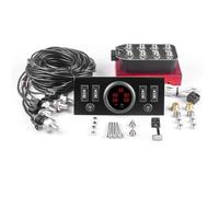 12V Solenoid 8-Valve Air Ride Suspension manifold valve Red with Control Panel Ship Type Switch, equipped with Five display air pressure gauge