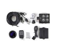 12V Solenoid Valve Air Ride Suspension manifold valve with remote controller 0-200psi, equipped with three display air pressure gauge blue