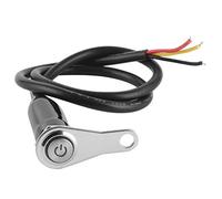 12V Stainless Steel Motorcycle Handlebar Switch with Blue LED Light, Push Button Control for Headlight Fog Light Spotlight, Universal Fit for Retro Bikes (1*switch)