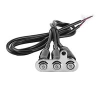 12V Stainless Steel Motorcycle Handlebar Switch with Blue LED Light, Push Button Control for Headlight Fog Light Spotlight, Universal Fit for Retro Bikes (3* switch)