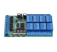 12V Timer Relay Module, digital 8 channel infinite cycle ON OFF controller with LED display and 6 modes for indoor automation black 12 x 6.4 cm 1 pack