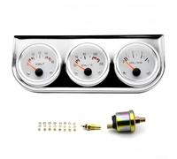 12V Triple Function Gauge for Vehicle Diagnostics Oil Temperature Pressure and Voltage Readings with Standard 52MM Fit (White)