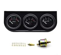 12V Triple Function Gauge for Vehicle Diagnostics Oil Temperature Pressure and Voltage Readings with Standard 52MM Fit (Black)