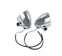 12V Universal Front Motorcycle Headlight Passing Fog Lamp Chrome Pair Compatible With Various Cafe Racer Style Bikes