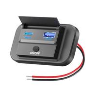 12V USB Outlet Surface Mount Lightweight PD USB C 30W and QC 3.0 18W Ports for Car, 12 Volt Cigarette Lighter Replacement Charger Socket Panel with Button Switch for RV Bus Marine Motorcycle