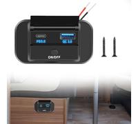 12v USB Socket Campervan 3 Port USB Socket Dual 18w Qc3.0 & 30w Pd For 12v/24v Motorcycles,Boats,Marine,Rvs,Trucks,Golf Carts