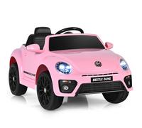 Costway Pink Volkswagen Beetle Electric Kids Ride On Car - Size: 98 x 51 x 30cm - Wilko