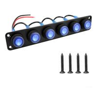 12V Waterproof LED Switch Panel IP67 1 6 Gang Toggle Button for Marine, Boat, RV and Car Electrical Systems ABS Aluminum Construction (6 Blue)