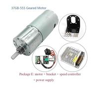 12V24V 555 DC electronic starter 9RPM~1280RPM 37GB-555 Geared electronic starter Slow Speed Adjustable High Torque 37mm Brushed Gear electronic starter IINKUEYK(24V 12RPM,Package A)