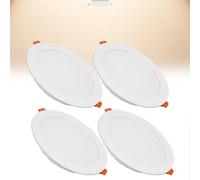 12W LED Recessed Ceiling Spotlights, 4000K Neutral White Ultra Slim Panel Light, Cut Φ110-130mm, AC110-240V Round Downlights for Living Room Office, 4 Pack