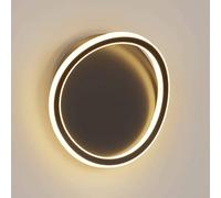 12W LED Wall Light, Ring Metal Wall Lamp with White Acrylic Shade, Black Round Wall Sconce, Bedside, Modern Simple Wall Lamps for Bedroom, Hallway, Living Room