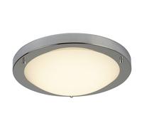 12w Round LED Satin Silver Opal Glass Shade Ceiling Bathroom Flush Fitting Light