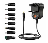 12W Universal Power Adapter,Adapter Switching Power Supply Charger with 8 Selectable Adaptor,3V 4.5V 5V 6V 7.5V 9V 12V Power Supply AC DC Adaptor,1000mA Max