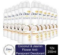 12x 250ml Dove Coconut & Jasmin Anti-Perspirant Deodorant Aerosol