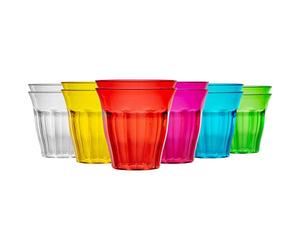 12x 250ml Multicoloured 6 Colours Reusable Plastic Cups Set - Hard Shatterproof Coloured Picnic Party Drinking Tumblers - by Rink Drink