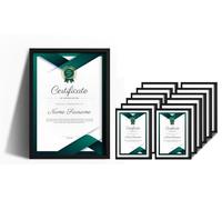 12x A4 Certificate Photo Frames 21 X 29.7cm-Styrene Display Wall Mountable or Tabletop Stand-Home Décor Office Document Picture Frame (Black)