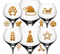 12x Assorted Christmas Decal Stickers - Festive Vinyl Stickers for Wine Glasses, Baubles, Mugs & Gifts | Xmas Decorations DIY Craft Set | Holiday Party Table Decor for Smooth Flat Surfaces
