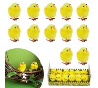 12x Baby chicks for Easter Bonnet Hat Decoration, 3.5cm Trilby and Basket Decorations, Mini Easter Bird Craft Accessories for Easters Hunt Activities