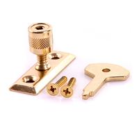 12x Brass Plated Window Stays + Keys - Wooden Frame Casement Lock Turn/Catch/Latch Fixings