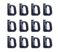12X Carabiner quickdraw D ring Clip Molle Webbing strap Outdoor Backpack Buckle Snap Lock Camp Shackle Bag Tactical hanging hook(12x Black)
