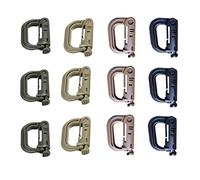 12X Carabiner quickdraw D ring Clip Molle Webbing strap Outdoor Backpack Buckle Snap Lock Camp Shackle Bag Tactical hanging hook(4 Color Each 3pcs)