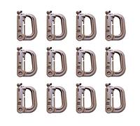 12X Carabiner quickdraw D ring Clip Molle Webbing strap Outdoor Backpack Buckle Snap Lock Camp Shackle Bag Tactical hanging hook(12x Brown)
