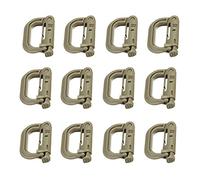 12X Carabiner quickdraw D ring Clip Molle Webbing strap Outdoor Backpack Buckle Snap Lock Camp Shackle Bag Tactical hanging hook(12x Tan)