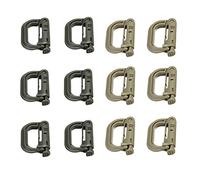 12X Carabiner quickdraw D ring Clip Molle Webbing strap Outdoor Backpack Buckle Snap Lock Camp Shackle Bag Tactical hanging hook(Armygreen Tan Each 6)