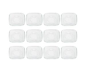 12x Clear 12.5cm Cozy Glass Espresso Saucers - for Coffee Latte Tea Hot Chocolate Macchiato Drinking Mugs Glasses Set with Handle - by LAV