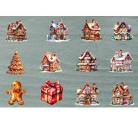 12x Colourful Mixed Christmas Gingerbread House Wine Glass Bottle Tumbler Nursery Laptop Van Car Party Decor Vinyl Sticker Decals b3339