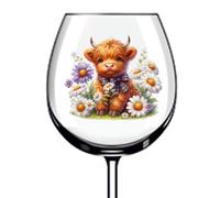 12x Cute Highland Cow Daisy Flower Roses Colourful Wine Glass Bottle Tumbler Nursery Laptop Van Car Party Decor Vinyl Sticker Decal a14929