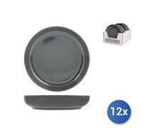 12x Deep Plates In Stoneware Stockholm, Gray, 22cm