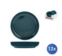 12x Deep Plates In Stoneware Stockholm, Teal, 22cm