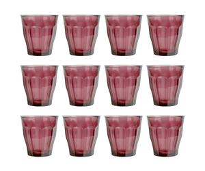 12x Duralex Plum 250ml Picardie Glass Tumblers Water Whiskey Drinking Cup Set