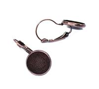 12x Earring Wire Hook Cabochon Setting Round Jewelry Making Red Copper