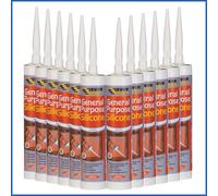 12X Everbuild General Purpose Black Silicone Sealant Anti Fungal