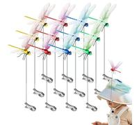 12x Fake Dragonfly Clip | Realistic 3D Garden Decorative Clips | 4 Colours Simulation Dragonfly Clip Decor, Creative Natural & Organic Concept Dragonfly Decor Craft For Garden