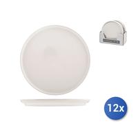 12x Flat Plates In Stoneware Stockholm, White, 28cm