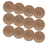 URBNLIVING 33cm Depth Charger Reusable Plates Set Gold Box Weave Design Table Plate for Christmas Halloween Wedding Party Catering Event Decoration Perfect for Any Occasion - Acrylic Material